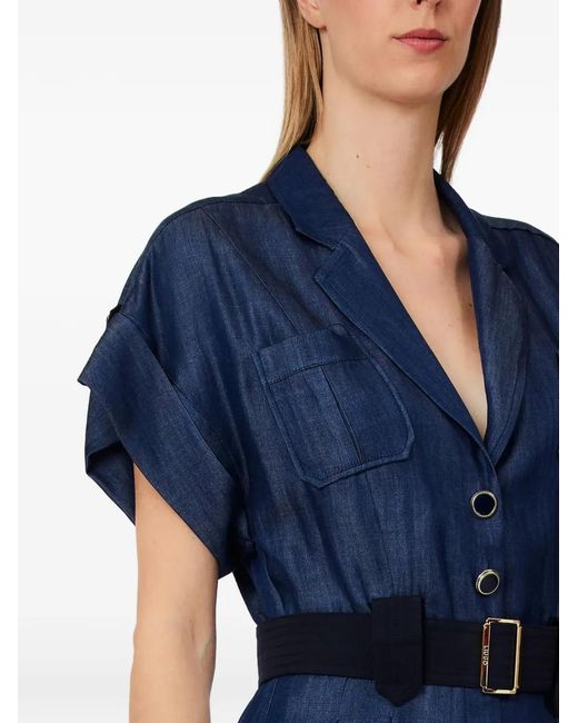 Liu Jo Blue Button Belted Jumpsuit
