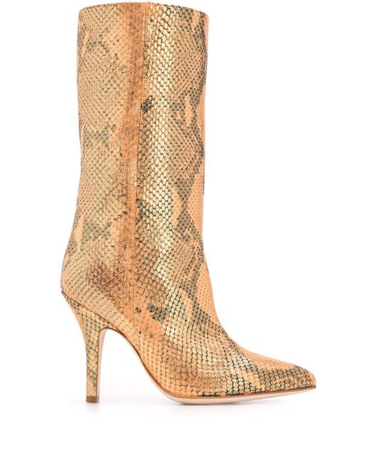 orange snakeskin boots