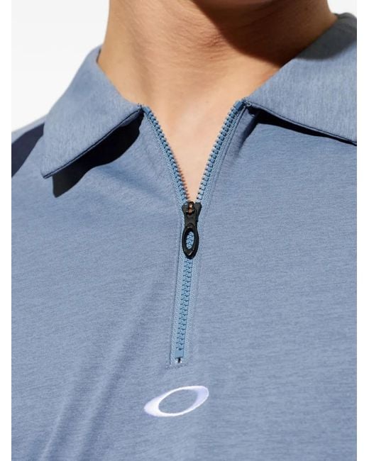 Oakley Blue Zip Detail Colour-Block Polo Shirt for men