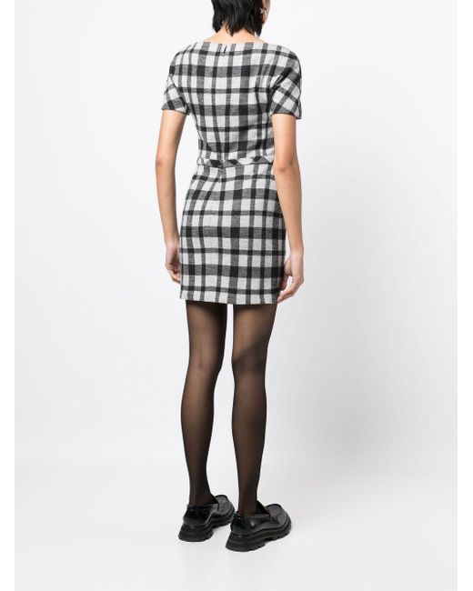 Gucci Black Check-print Short-sleeve Minidress