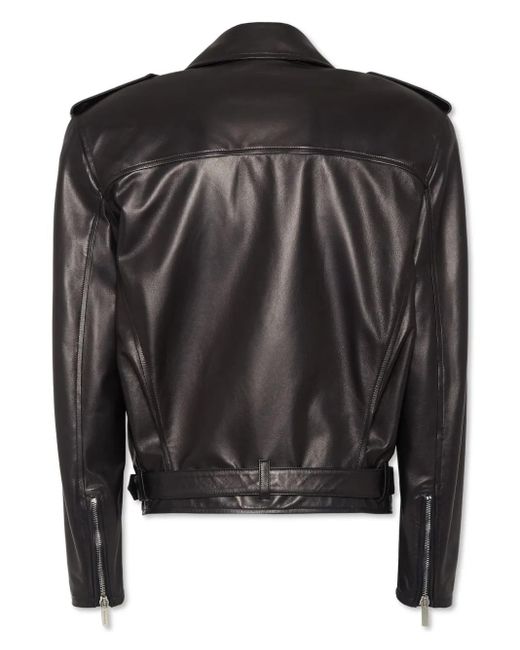 DSquared² Black Zippered Leather Jacket for men