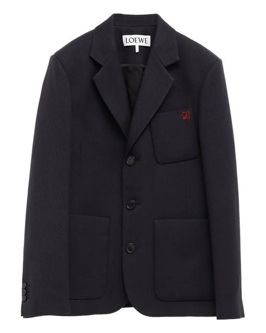 Loewe Black Wool Blazer With Logo for men