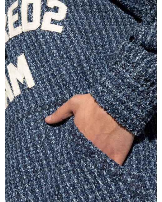 Sudadera Con Capucha Y Parche Del Logo DSquared² de hombre de color Blue