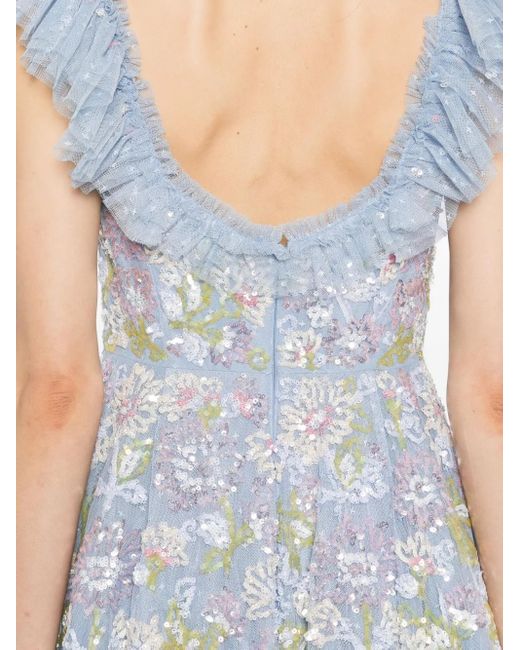 Needle & Thread Mini-Jurk Met Ruches in het Blue