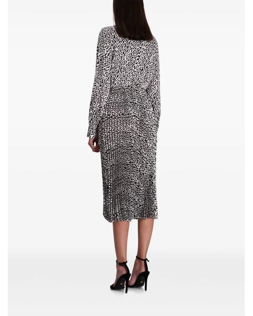 Karl Lagerfeld Gray Geometric-Print Midi Dress