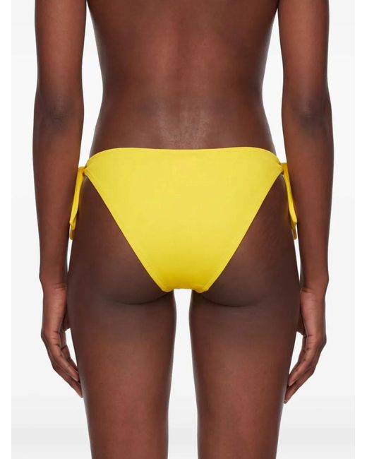 Moschino Yellow Logo-Print Side-Tie Bikini Bottoms