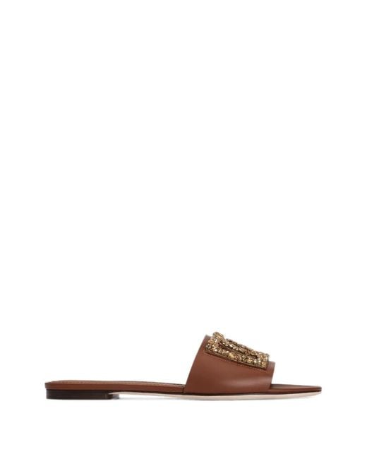 Dolce & Gabbana Brown Flat Slides