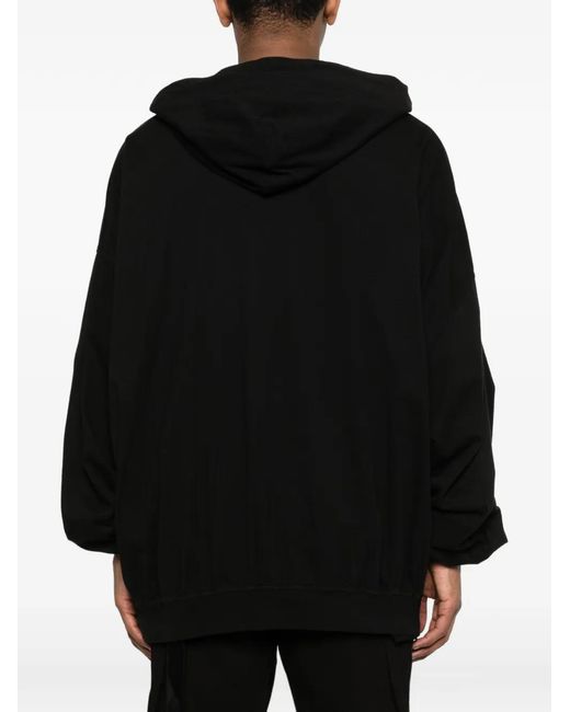 Rick Owens Black Oversized Hooded Sweatshirt With Drawstring for men