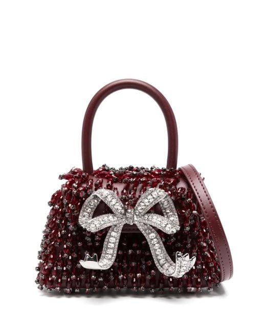 Self-Portrait Red Mini-Tasche mit Kristallen