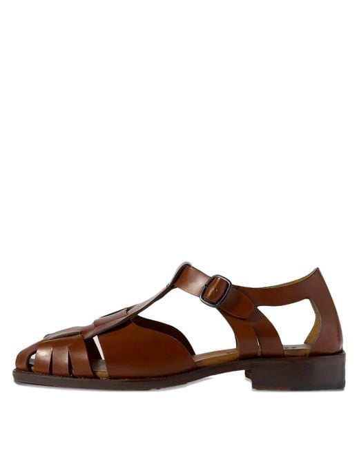 Hereu Brown Pesca Woven Cut-Out Sandals for men