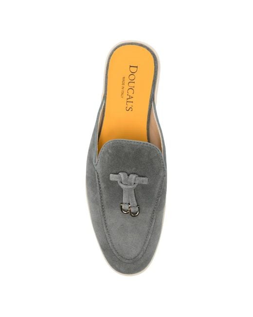 Doucal's White Tassel Suede Mules