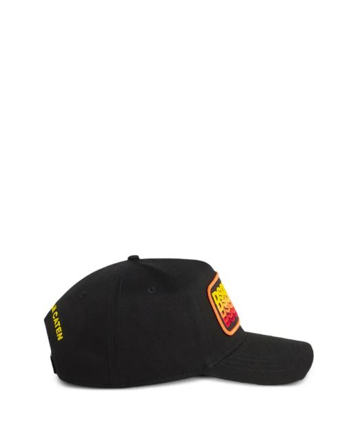 DSquared² Black Logo-Patch Baseball Cap for men