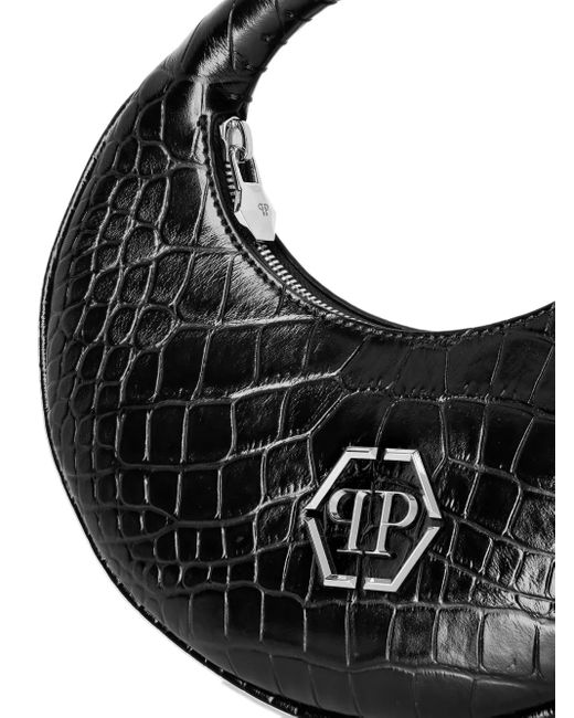 Philipp Plein Moon クロコパターン クラッチバッグ M Black