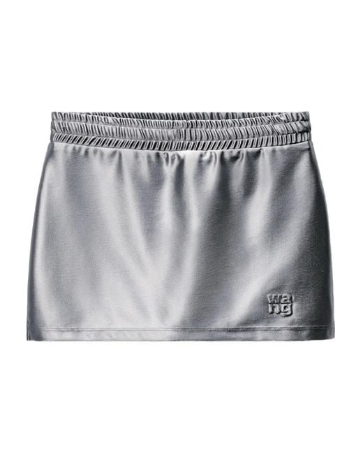 Alexander Wang Gray Elasticated-Waistband Satin Skirt
