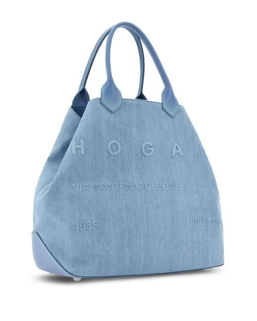 Hogan Script ハンドバッグ L Blue