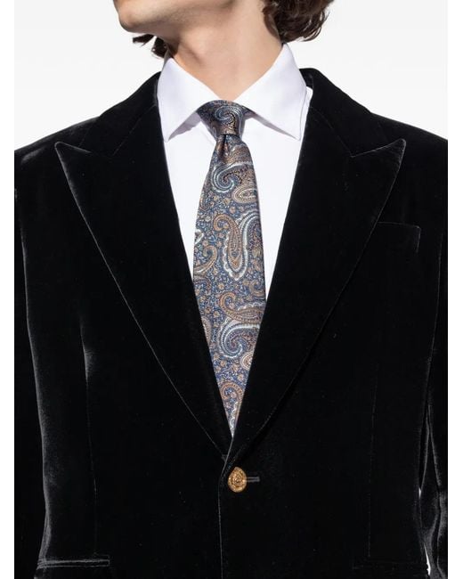 Etro Black Paisley-Patterned Tie for men