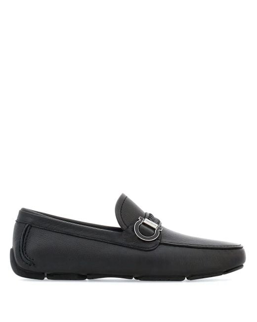 メンズ Ferragamo ガンチーニ レザーローファー Black