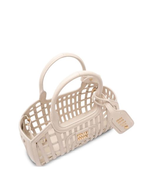 Miu Miu Natural Cage-Effect Leather Shoulder Bag