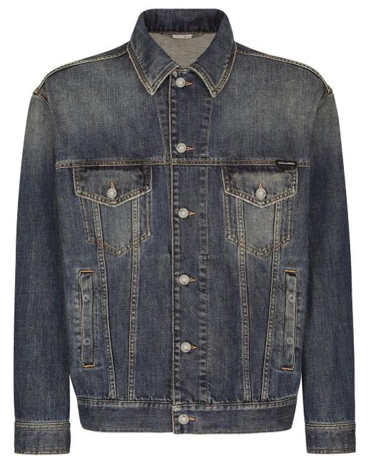 Dolce & Gabbana Gray Logo-patch Denim Jacket - Men's - Spandex/elastane/cotton for men