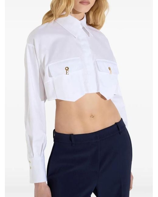 Elisabetta Franchi White Shirt With Pockets And Cufflinks