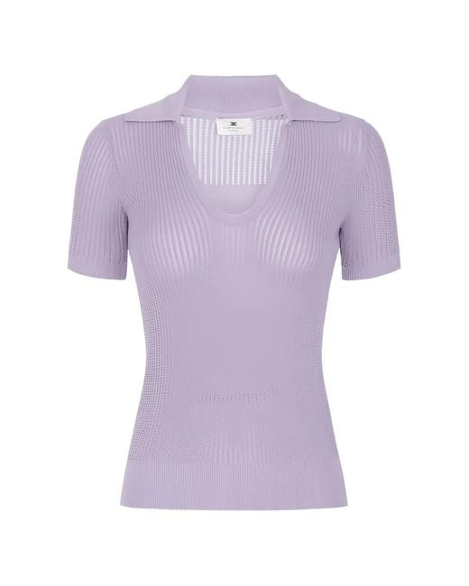 Elisabetta Franchi Purple Knit Polo Shirt With Printed Logo