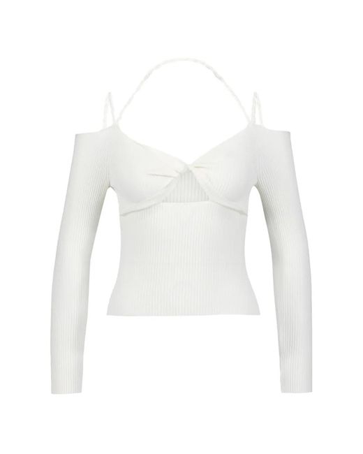 Altuzarra White Odin Cut-Out Ribbed-Knit Sweater