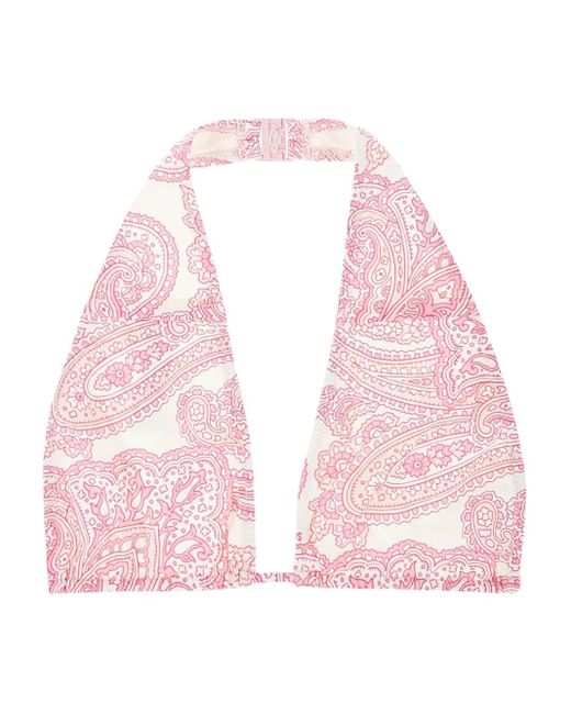 Mc2 Saint Barth Pink Neckholder-Bikinioberteil Mit Paisleymuster