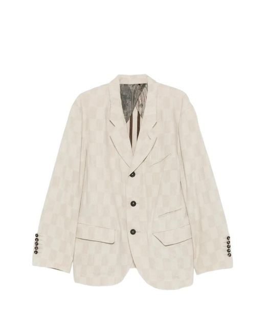 Ziggy Chen White Checkerboard-Pattern Single-Breasted Blazer for men