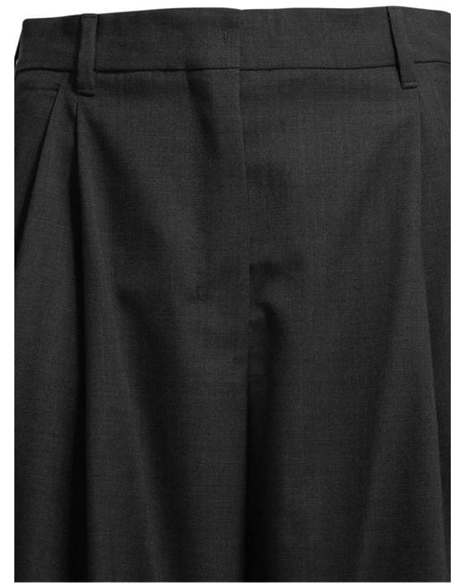 Max Mara Black Pleated Wool Trousers