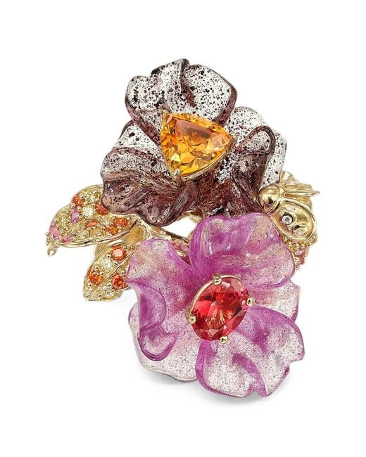 Anabela Chan Pink Blueberry & Sweet Potato Garden Sapphire And Diamond Ring