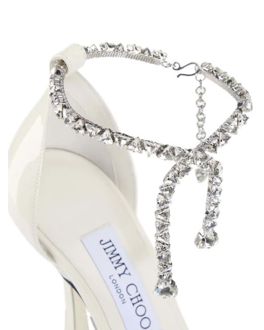 Jimmy Choo White 100Mm Stevie Crystal-Embellished Pumps