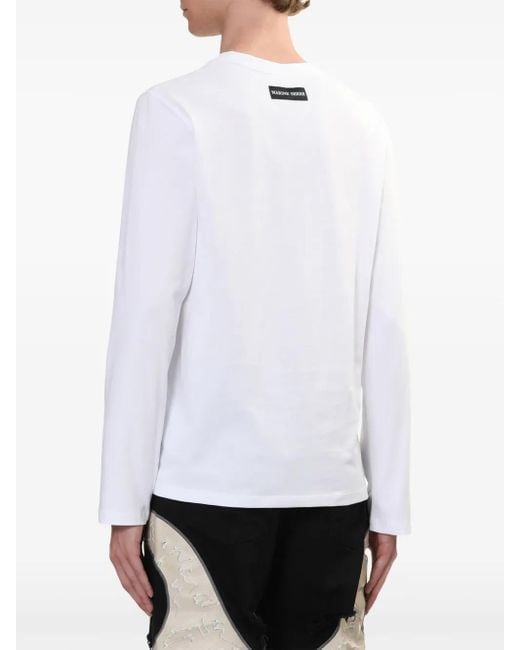 MARINE SERRE White Logo-Embroidered T-Shirt for men