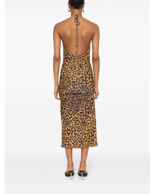Just Cavalli Metallic Kleid mit Leoparden-Print