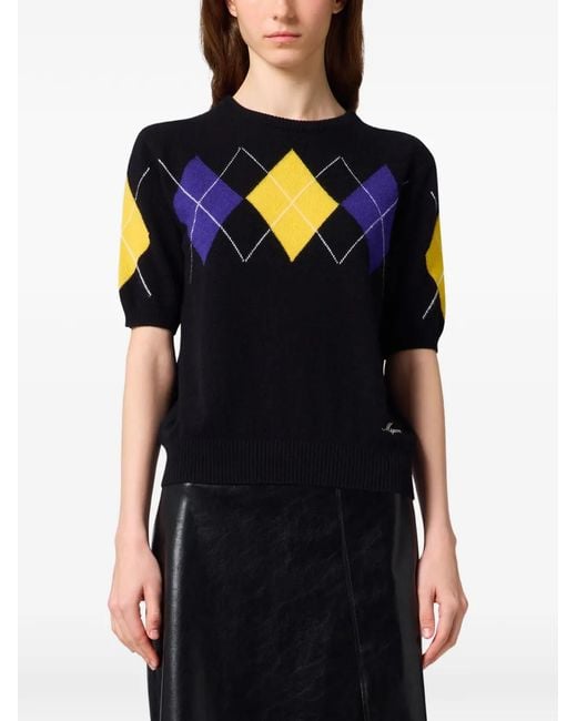 MSGM Blue Short-Sleeve Sweater