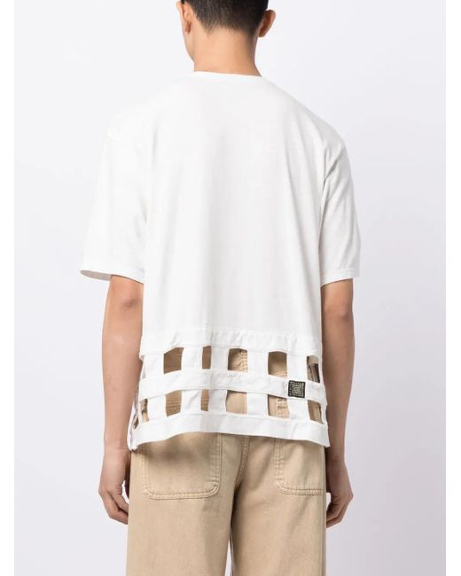 Kapital White Cut-Out Detailing Cotton T-Shirt for men