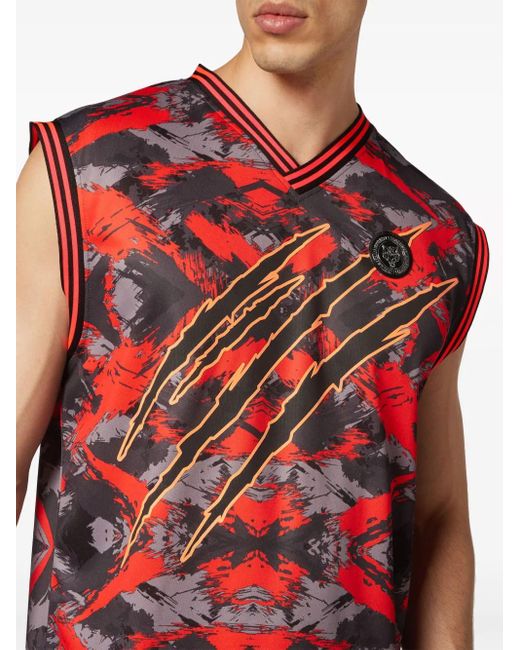 Philipp Plein Red Débardeur À Logo Imprimé for men