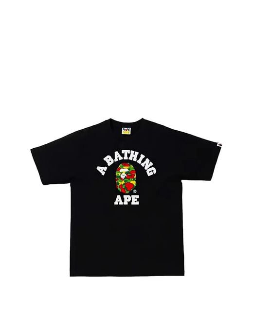 A Bathing Ape Black Sta Camo College T-Shirt for men
