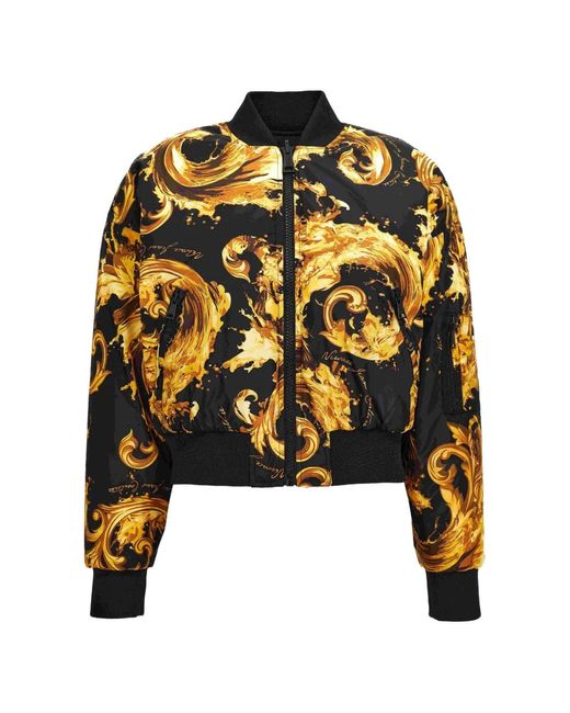Versace Jeans Couture Women's Black Watercolor Couture-Print Bomber Jacket