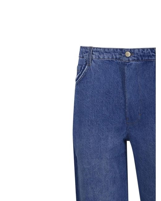 Litkovskaya Blue Frayed High-Rise Straight-Leg Denim Jeans
