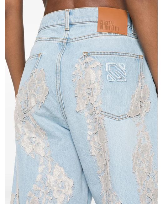 GIUSEPPE DI MORABITO Blue Lace-Detail Belt-Loop Shorts