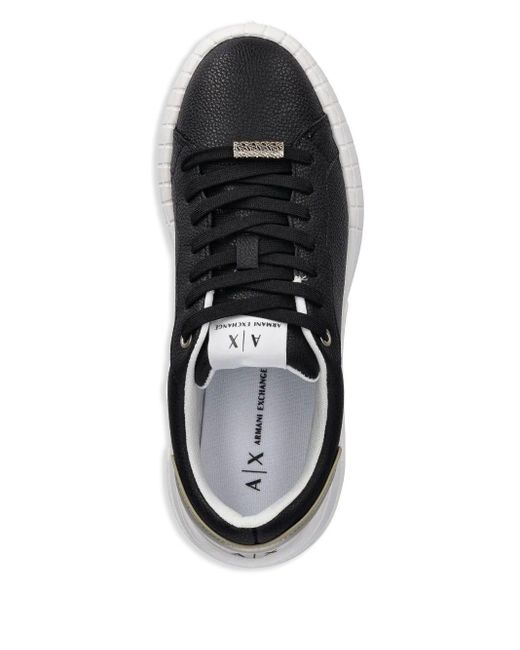 ARMANI EXCHANGE Black Faux-Leather Sneakers