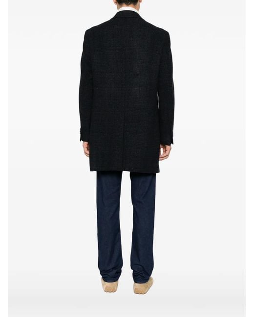 Manuel Ritz Blue Double-Breasted Check Coat for men