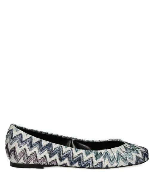 Missoni Natural Zigzag-Pattern Ballet Flats