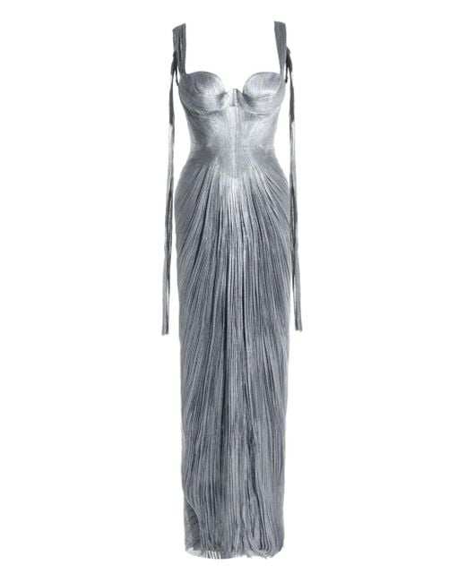 Maria Lucia Hohan Blue Anais Pleated Corset Gown