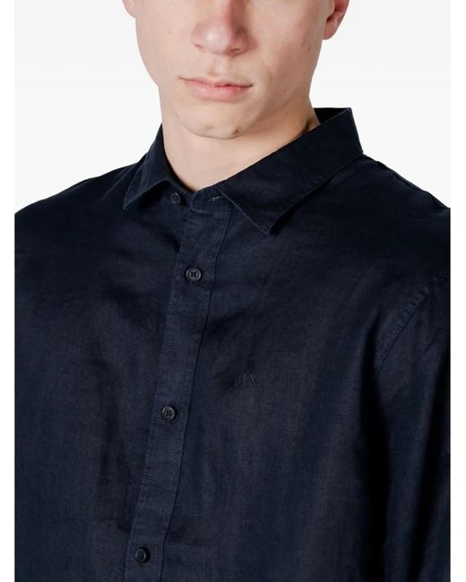 ARMANI EXCHANGE Blue Chemise À Boutonnière Sur Le Devant for men