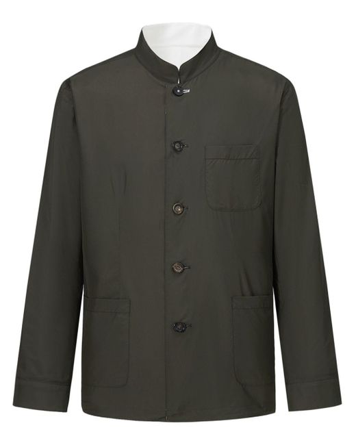 Shanghai Tang Green Stand Up-collar Reversible Jacket for men