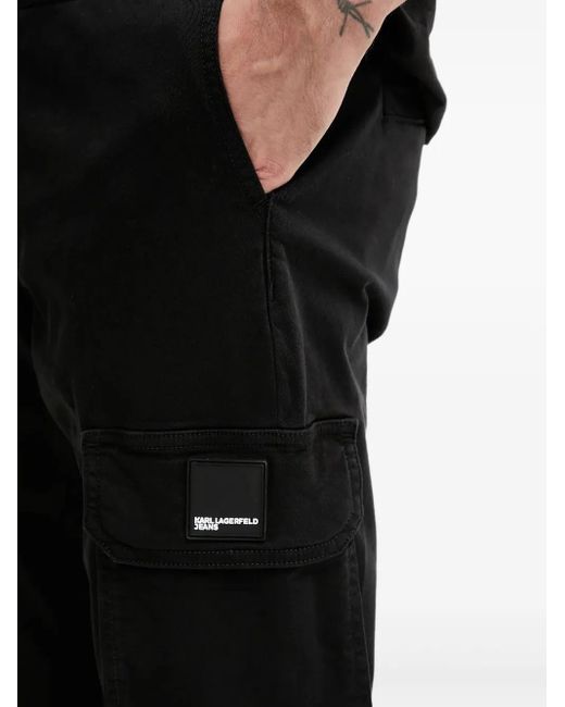 Karl Lagerfeld Black Cargo-Pocket Trousers for men