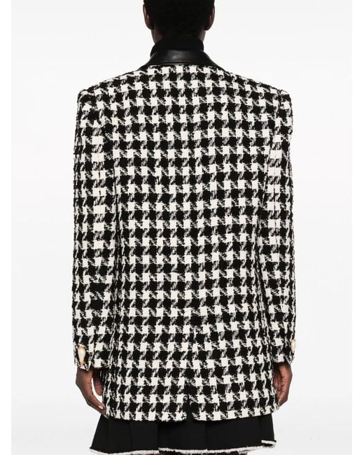 Moschino Black Houndstooth-Pattern Double-Breasted Jacket