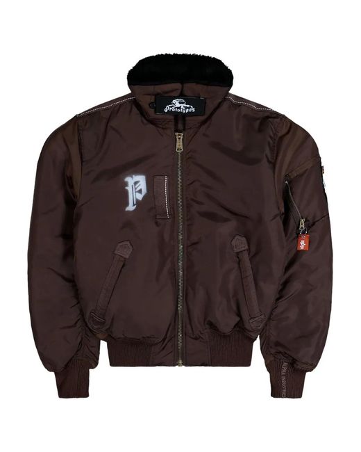 PROTOTYPES Brown Sprayed Goat Bomber Jacket for men