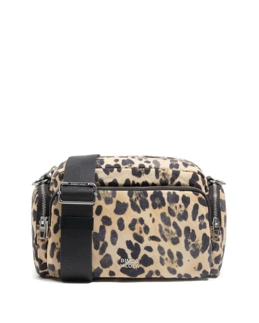 Bimba Y Lola Natural Umhängetasche mit Leoparden-Print